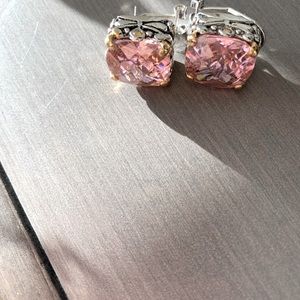 Beautiful sparkling pink large stone earrings